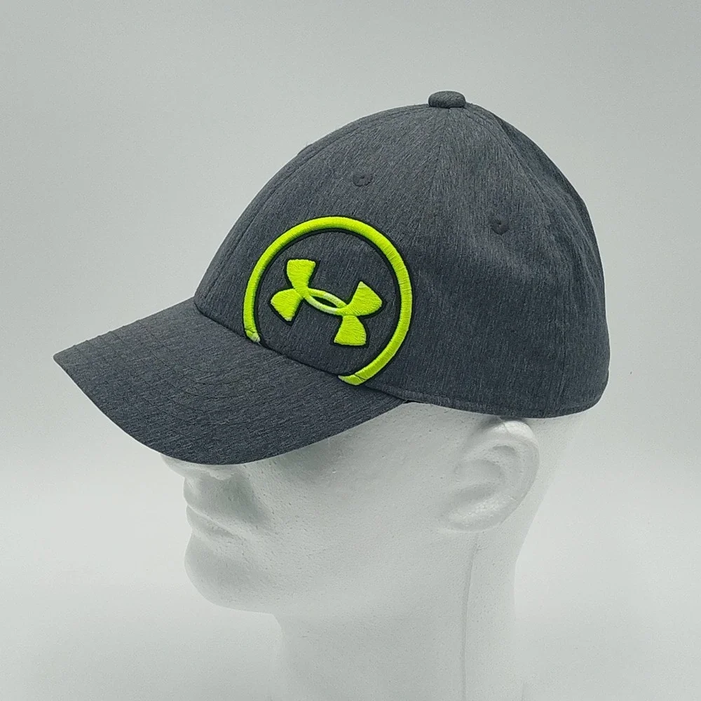 Under Armour youth Fitted Size S/M Gray/Neon Green Baseball Cap Hat B50.4GA1113